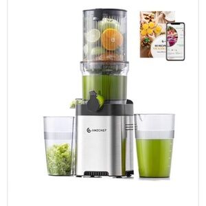 NIB AMZCHEF Juicer Machines, 5.8" Extra Self-Feeding Cold Press Juicer, Grey